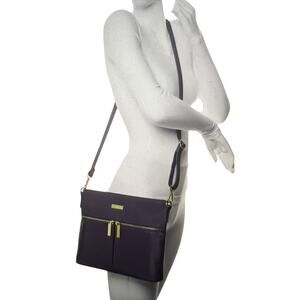 NWT Joy Mangano Purple Nylon Tufftech Travelease Crossbody Bag Purse